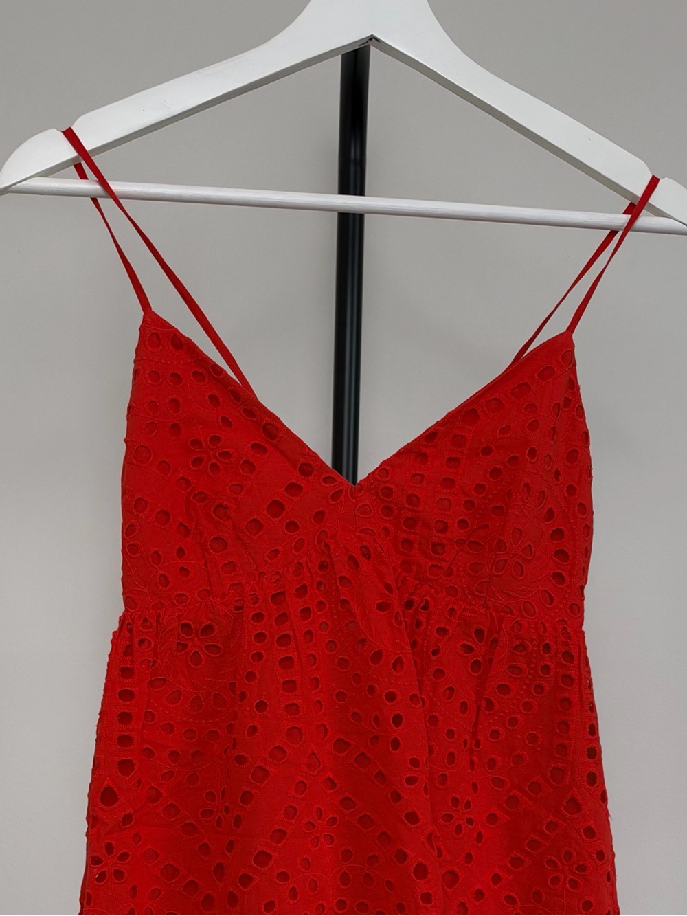 H&M NWT Red Eyelet Embroidered Mini Dress XS